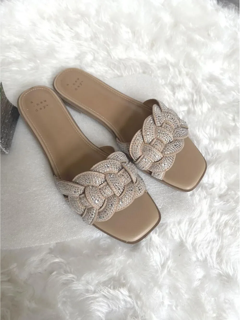 Braided Embellished Slide Sandals Size 9